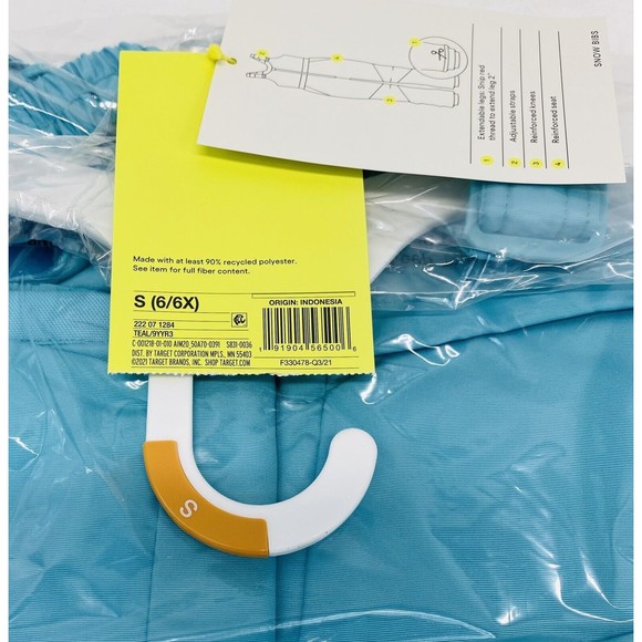 All in Motion Girl Waterproof Snow Sport Bib snowsuit Size Small (6/6x) Teal - Picture 4 of 5